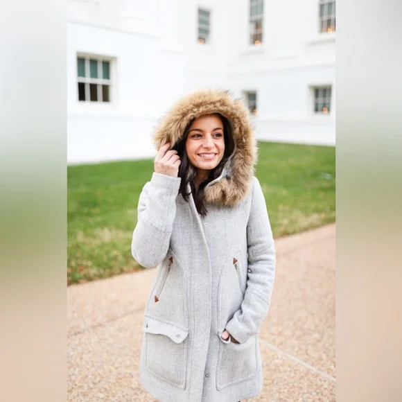 Jcrew Stadium Nello Gori Coat with faux fur hood - Picture 11 of 12